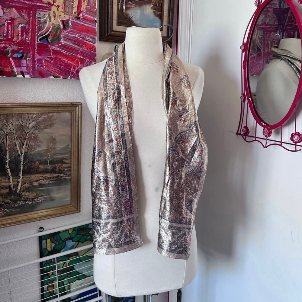 no brand floral gold metallic scarf shawl